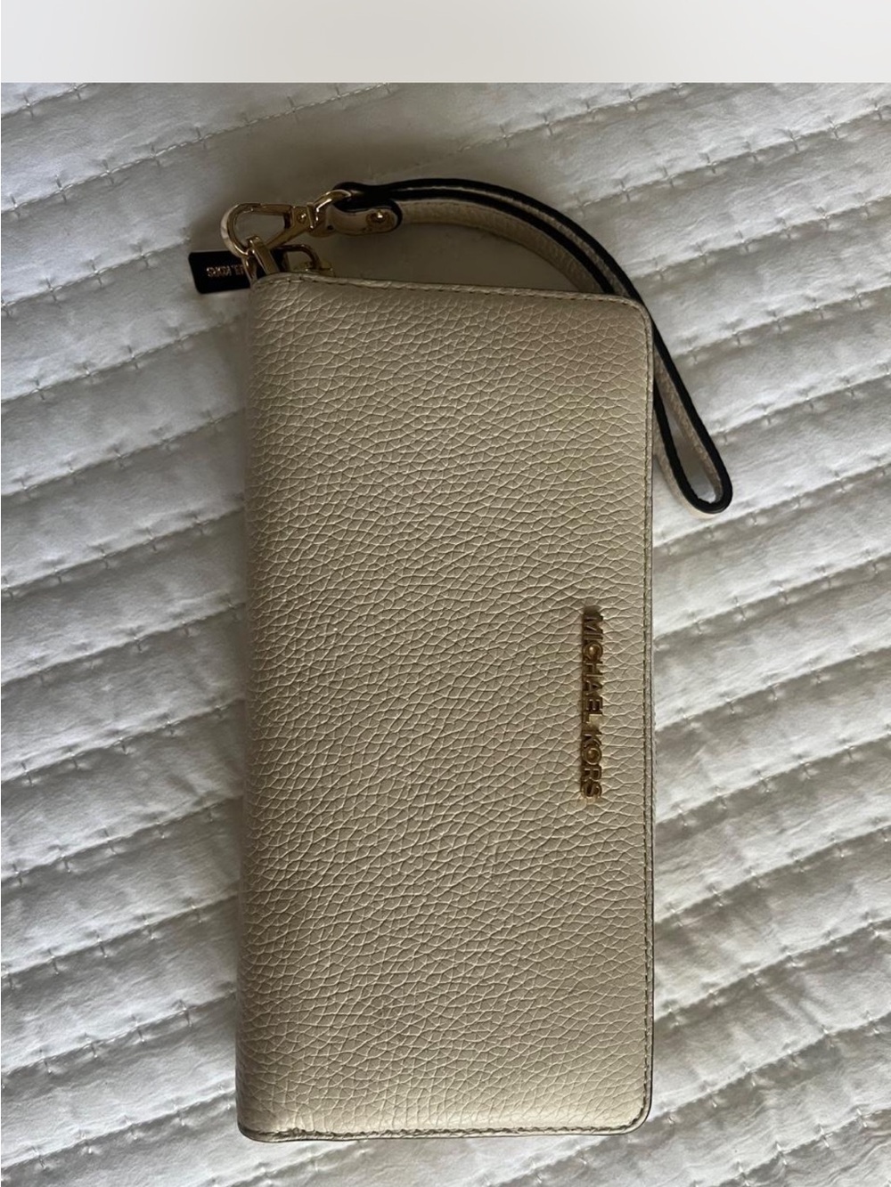 Michael Kors Pearl Metallic Gold Wristlet with Detachable Strap